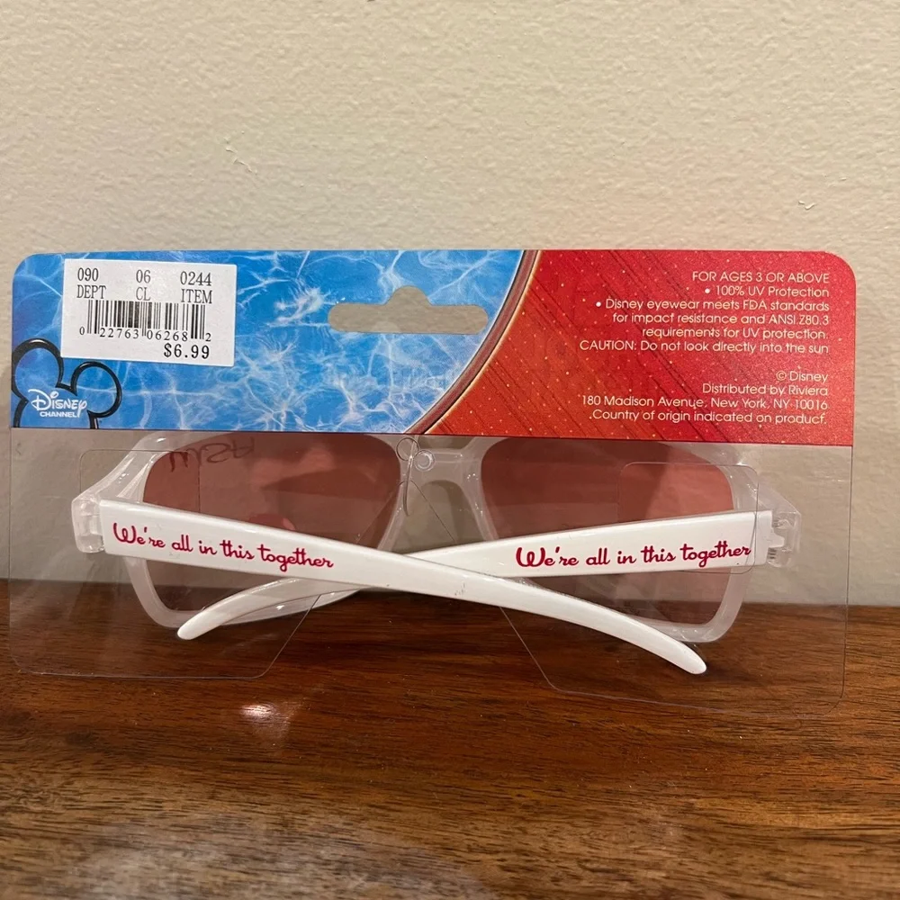 Vintage Disney High School Musical White Sunglasses in packaging